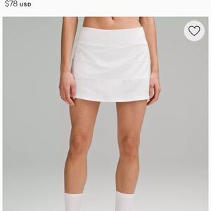 Lululemon Pace Rival Mid-Rise Skirt- Long; size 10; white; perfect condition